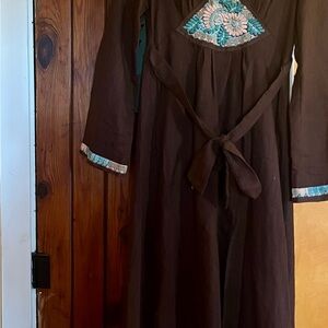 Brown Dress with Embroidered Details